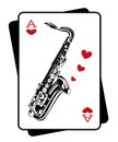 Saxophone and playing cards Royalty Free Stock Photo