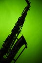 Saxophone in Silhouette on Green