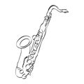 The saxophone.  Vector print black illustration isolated on a white background Royalty Free Stock Photo