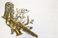 Saxophones, details and pads. Royalty Free Stock Photo