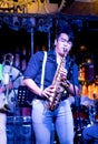 Saxophonist Performing on Stage