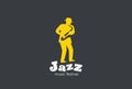 Saxophonist playing Jazz Saxophone Logo vector. Mu