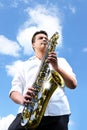 Saxy player men Royalty Free Stock Photo