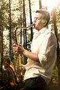 Saxy player men Royalty Free Stock Photo