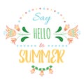 Say Hello to Summer - creative graphic message for your summer design. Vector hand lettering inspirational typography poster Say h Royalty Free Stock Photo
