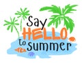 Say Hello to Summer sticker in watercolor style