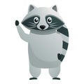 Say hi raccoon icon, cartoon style