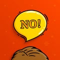 Say No. Banner, speech bubble with human head which rejects. Vector.