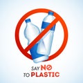 Say No To Plastic bottles ban on white background for Stop Plastic Pollution.