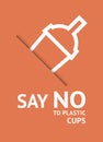 Say no to plastic cup, trendy ecological posters set for print