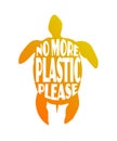 Say no to plastic, no more plastic, sea turtles crying for help cartoon vector illustration doodle style