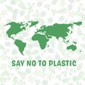 Say no to the plastic planet on the background of leaves vector design Royalty Free Stock Photo