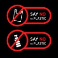 Say no to Plastic sign. Vector Royalty Free Stock Photo