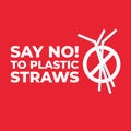 Say no to plastic straws icon, Stop plastic pollution on sea. Royalty Free Stock Photo
