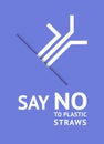 Say no to plastic straws, trendy ecological posters set for print