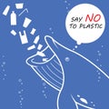 Say no to plastic with whale eatting plastic pollution