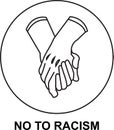 Say no to stop racism icon. Motivational poster against racism and discrimination. hand shake different races together. Vector
