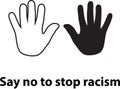 Say no to stop racism icon. Motivational poster against racism and discrimination.