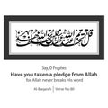 Say, O Prophet Have you taken a pledge from Allah for Allah never breaks His word,