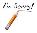 Say sorry with a text message on paper and pencil