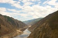 Sayany in Khakassia with a view of the mountain river