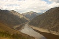 Sayany in Khakassia with a view of the mountain river