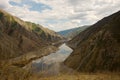 Sayany in Khakassia with a view of the mountain river