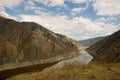 Sayany in Khakassia with a view of the mountain river