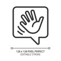 Saying hello pixel perfect linear icon Royalty Free Stock Photo