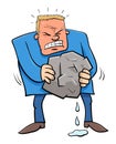 Saying squeezing water from stone humor cartoon