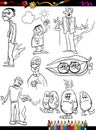 Sayings set cartoon coloring page Royalty Free Stock Photo