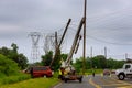 Sayreville NJ USA - Jujy 02, 2018: Car crashes into electric pillar after a car accident