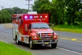 Sayreville NJ USA - Jujy 02, 2018: Emergency service damaged cars sreet with light blinking