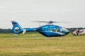 SAZENA, CZECH REP -July, 11, 2020. Integrated rescue system, POLICE, Eurocopter EC-135T2+ with registration OK-BYC Royalty Free Stock Photo