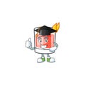 Sazerac alcohol cartoon character with graduation hat mascot