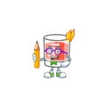 Sazerac alcohol cartoon character with student holding pencil mascot