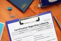 SBA form 1711 Certification Regarding Lobbying Royalty Free Stock Photo