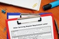 SBA form Other Servicing Request Requirement Letter