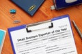 SBA form 3302 Small Business Exporter of the Year Royalty Free Stock Photo