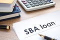 SBA loan form on an office table. Royalty Free Stock Photo