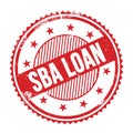 SBA LOAN, words on red round stamp