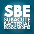 SBE - Subacute Bacterial Endocarditis acronym, medical concept background Royalty Free Stock Photo