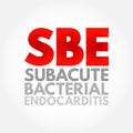 SBE Subacute Bacterial Endocarditis - type of infective endocarditis, acronym text concept background Royalty Free Stock Photo