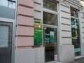 Sberbank, facade and entrance to the European branch of the subsidiary Sberbank of Russia. Sanctions to the financial Royalty Free Stock Photo