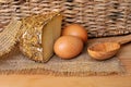 Sbirro talian cheese with countrified background Royalty Free Stock Photo
