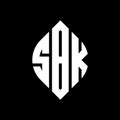 SBK circle letter logo design with circle and ellipse shape. SBK ellipse letters with typographic style. The three initials form a Royalty Free Stock Photo