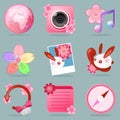 Sakura Rabbit in Japanese StyleVector illustration of apps icon Combination in Blue BackgroundÃ¯Â¼ÅSakura Rabbit in Japanese Style