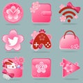 Sakura Rabbit in Japanese StyleVector illustration of apps icon Combination in Blue BackgroundÃ¯Â¼ÅSakura Rabbit in Japanese Style Royalty Free Stock Photo