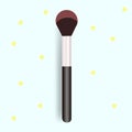 Black makeup brush, female cosmetics, 3d realistic vector illustration.