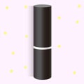 Black lipstick, female cosmetics, 3d realistic vector illustration with yellow stars on pink background